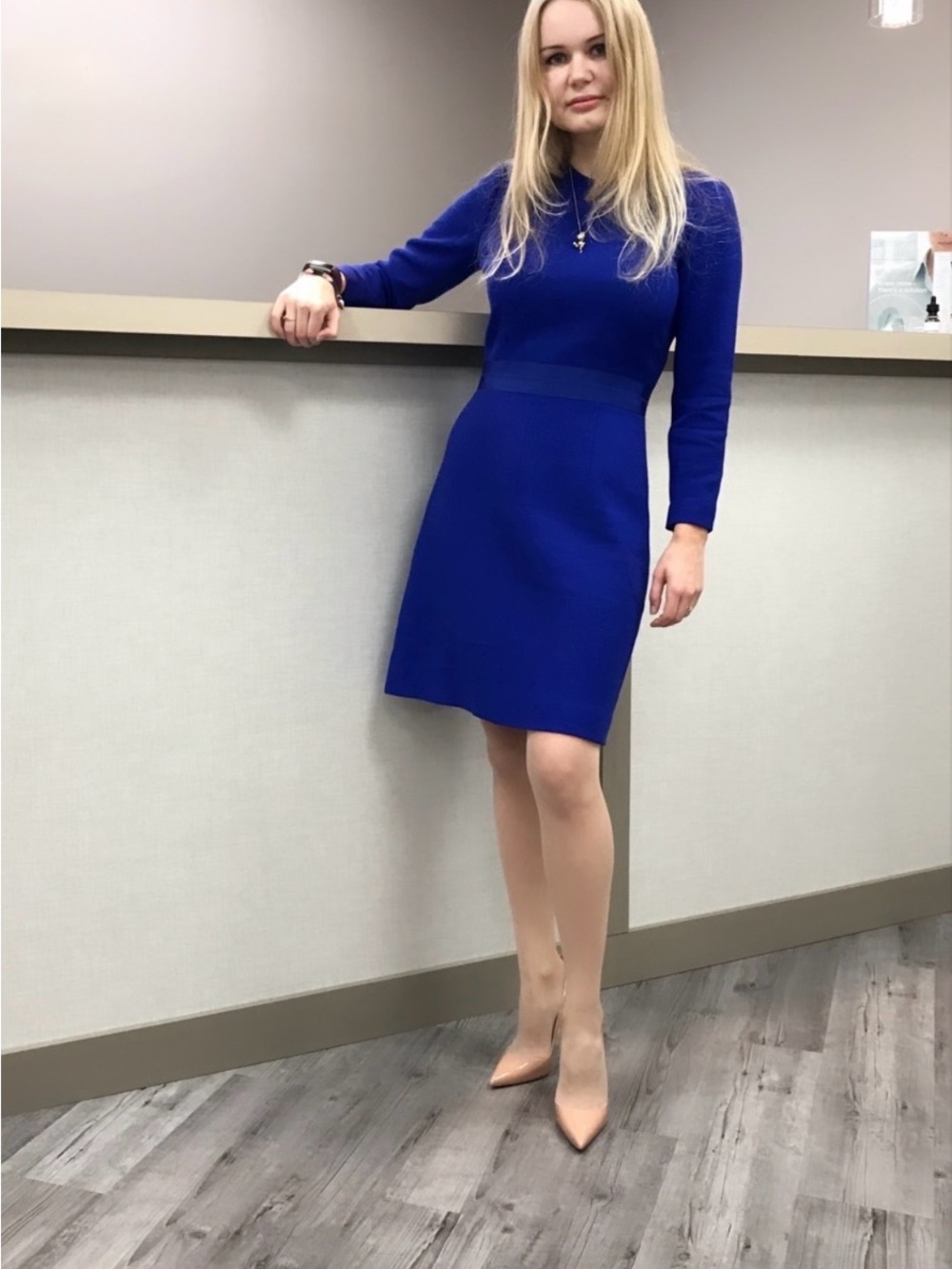 J. Crew Cobalt Blue Long-Sleeve 100% Wool Dress size 4 (XS-S)